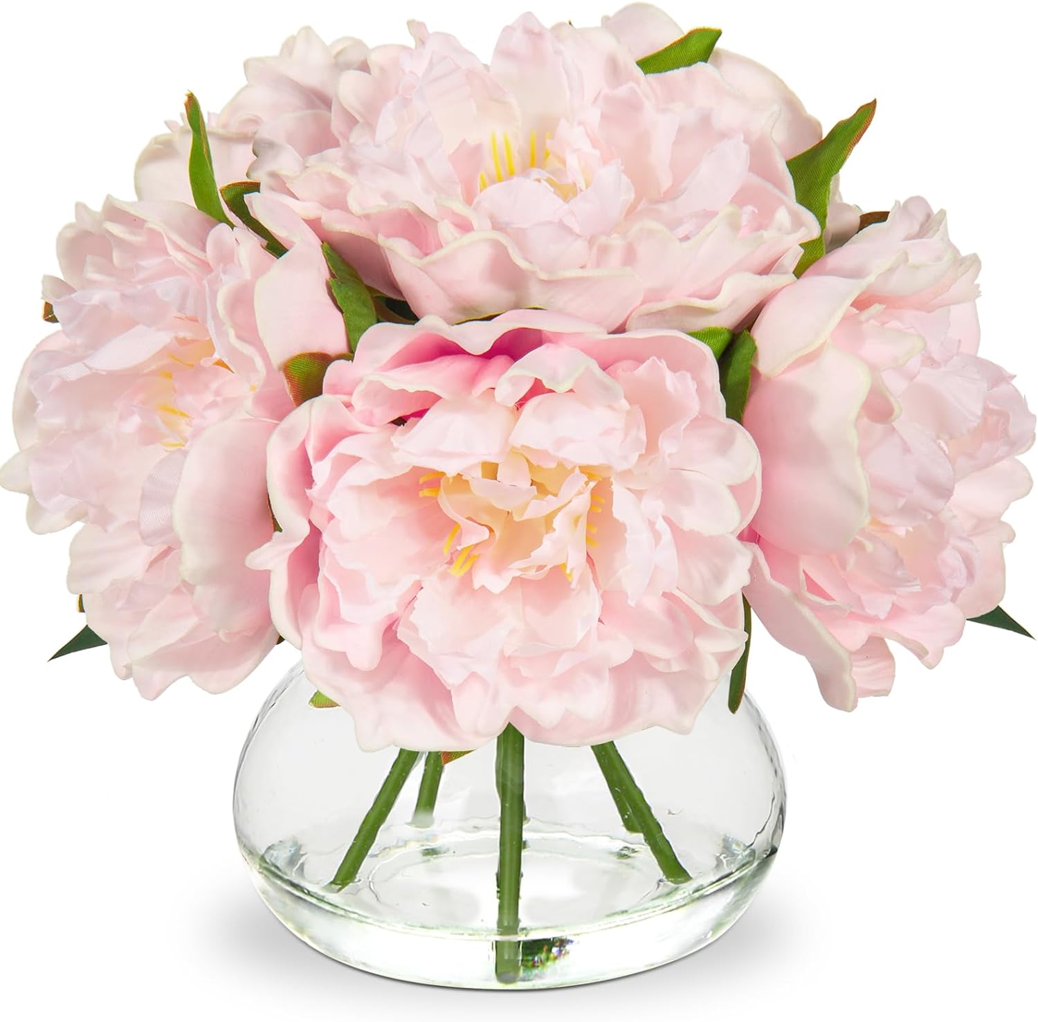 Hollyone Pink Peonies Artificial Flowers with Vase