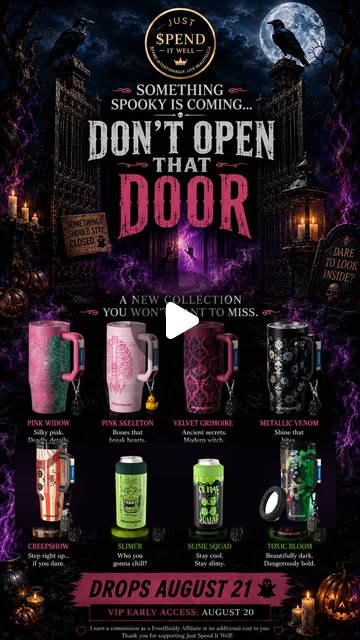 Frost Buddy Halloween collection preview with eight fall and spooky-season insulated drinkware designs